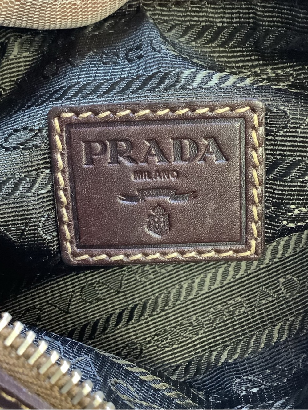 Prada Brown Logo Jacquard Mini Hobo bag - Picture 13 of 15